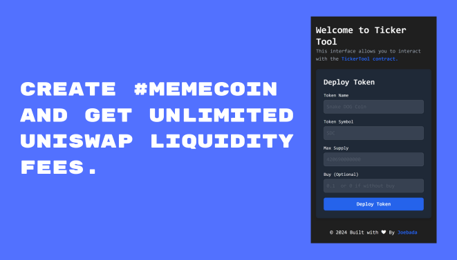 Ticker Tool | Uniswap Liquidity Farm - Farcaster Mini Apps
